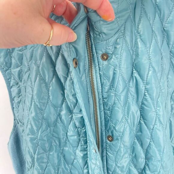 Talbots Womens Quilted Puffer Jacket Vest Lined Full Zip Snap Button Blue Medium - Picture 13 of 14